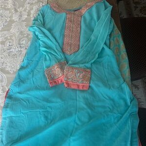 Red and Gold Embroidered Bollywood party outfit